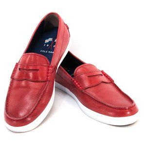 Cole Haan men's red penny-loafer boat shoes